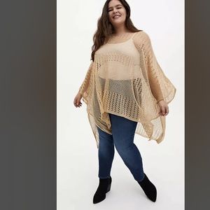 TORRID BEIGE OPEN KNIT PONCHO ONE SIZE
